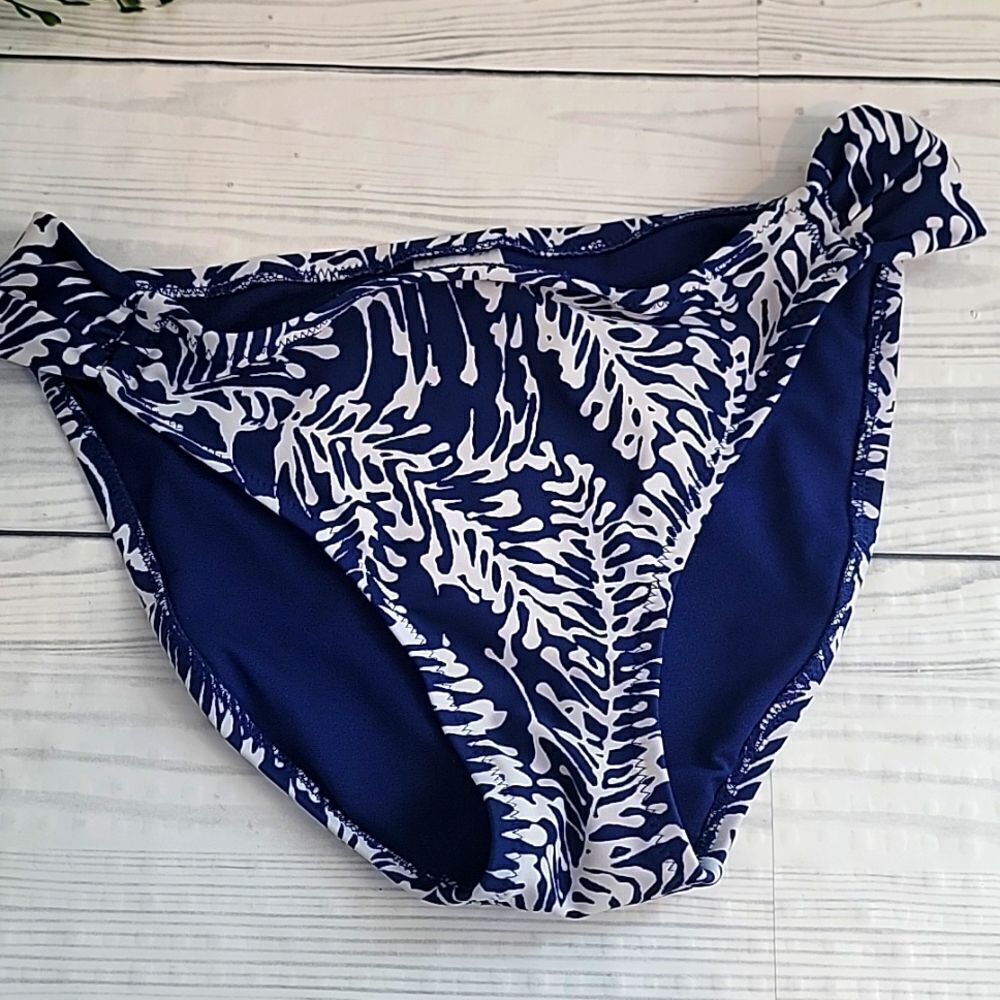 Mossimo swimsuit bottom seperates blue & white leaf print Women's Size M